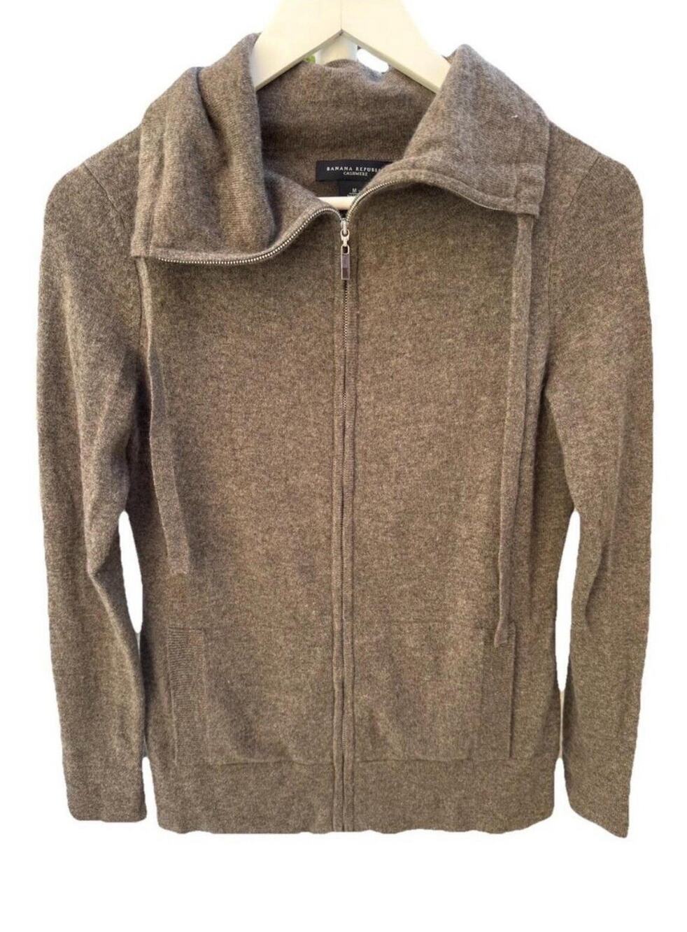 Banana Republic 100% Cashmere Full Zip Cardigan Sweater Sz M Womens